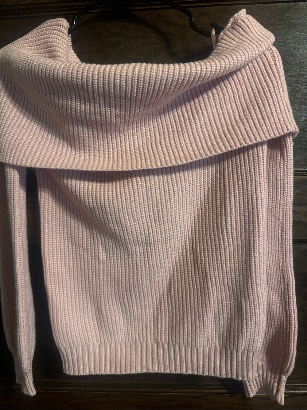 Sincerely Jules Blush Pink Ribbed Off-Shoulder Sweater, NWT
